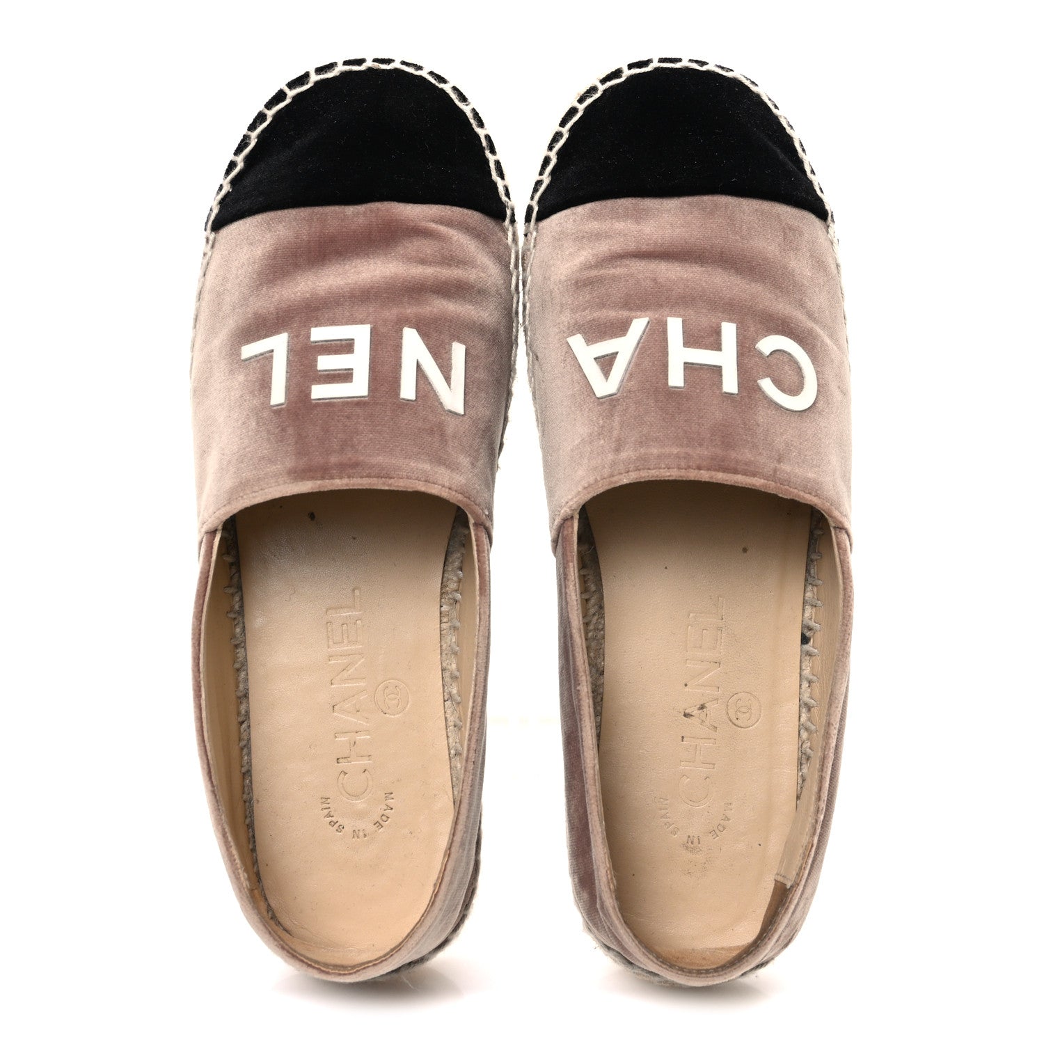 Chanel Velvet Logo Espadrilles 37 Beige Black 2 of 12