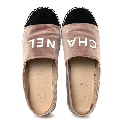 Chanel Velvet Logo Espadrilles 37 Beige Black 2 of 12