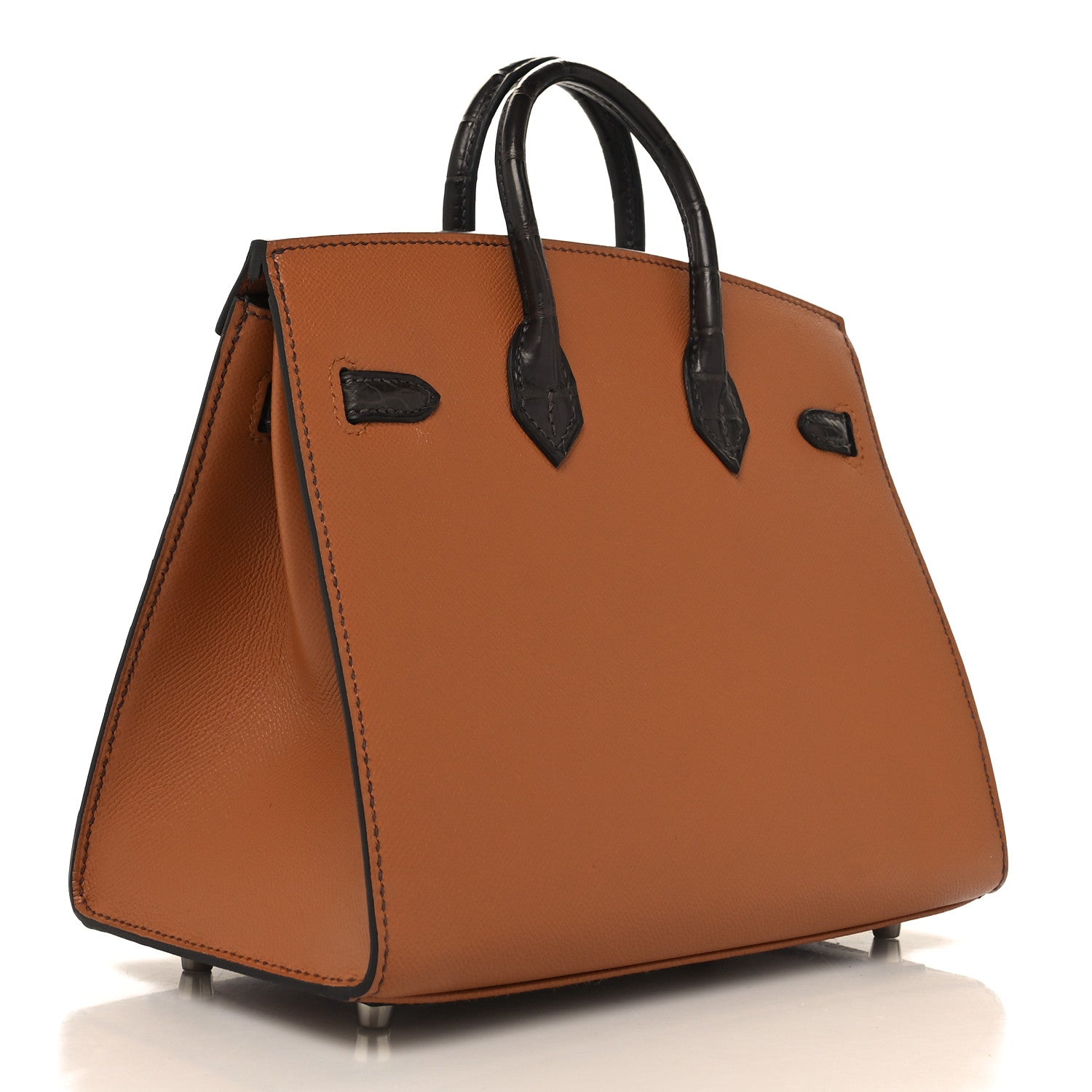 Hermes Madame Calfskin Matte Alligator Epsom Faubourg Day Birkin Sellier 20 Gold Ebene Orange 3 of 12