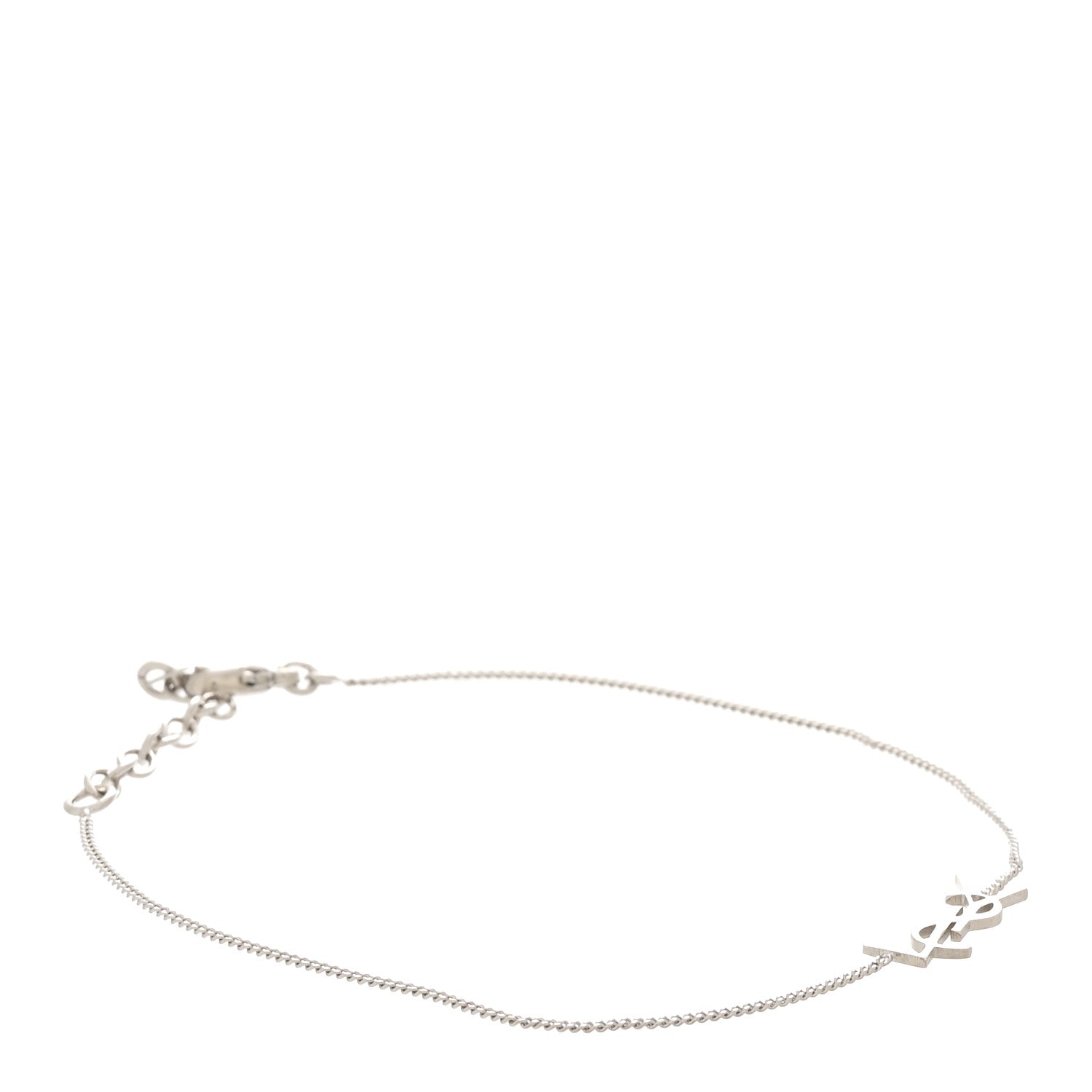 Saint Laurent Brass Monogram Charm Bracelet L Silver 1 of 4