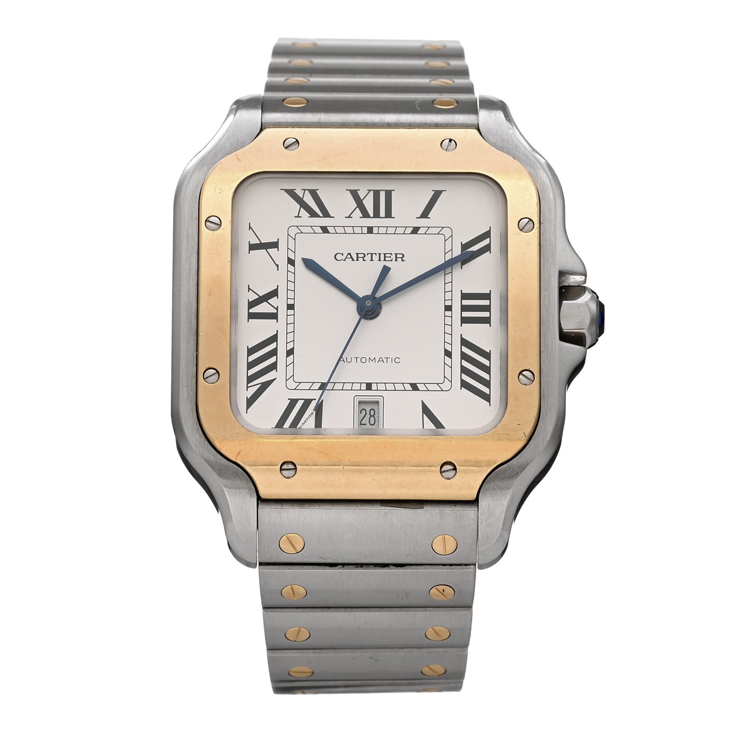Stainless Steel 18K Yellow Gold 39.8mm Santos De Cartier Automatic Watch