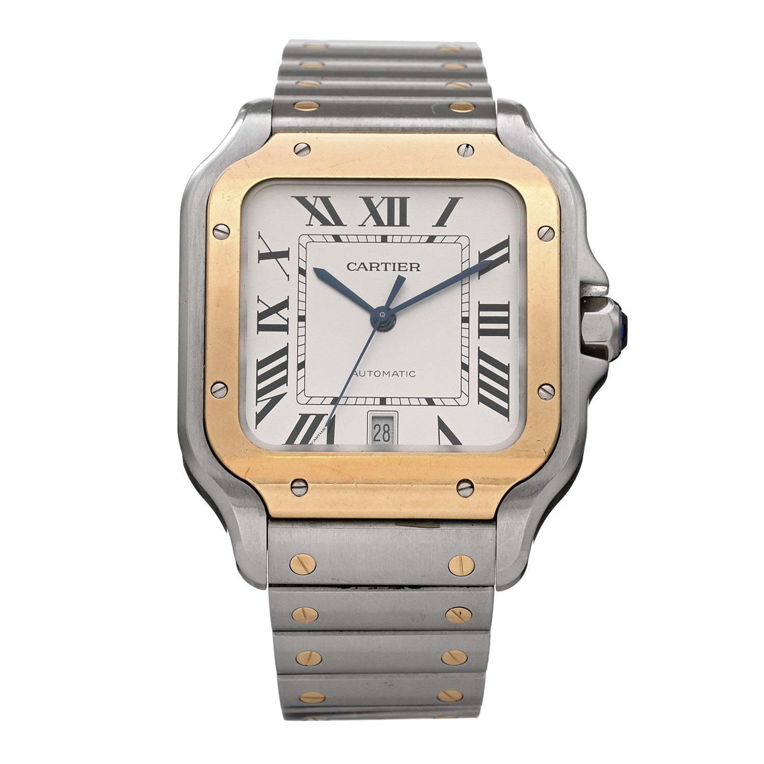 Cartier Stainless Steel 18K Yellow Gold 39.8mm Santos De Cartier Automatic Watch 1 of 5