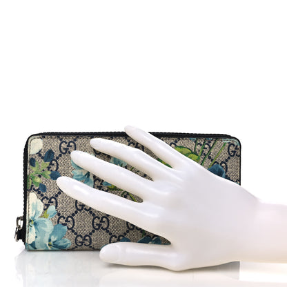 Gucci GG Supreme Monogram Blooms Zip Around Wallet Blue 2 of 7
