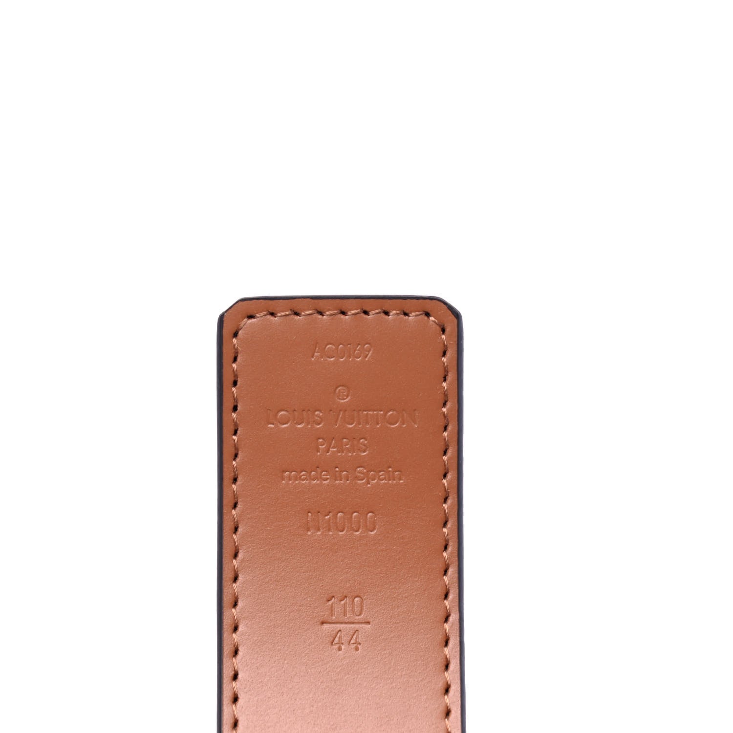 Louis Vuitton Calfskin Taurillon Reversible Belt Strap 110 44 Black Cognac 4 of 4