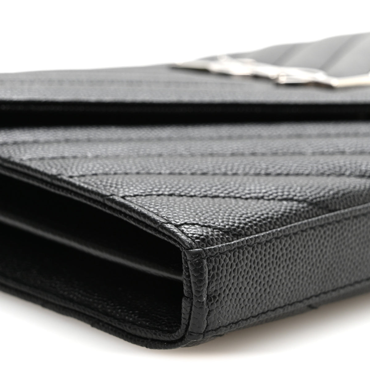 Grain De Poudre Matelasse Chevron Monogram Chain Wallet Black