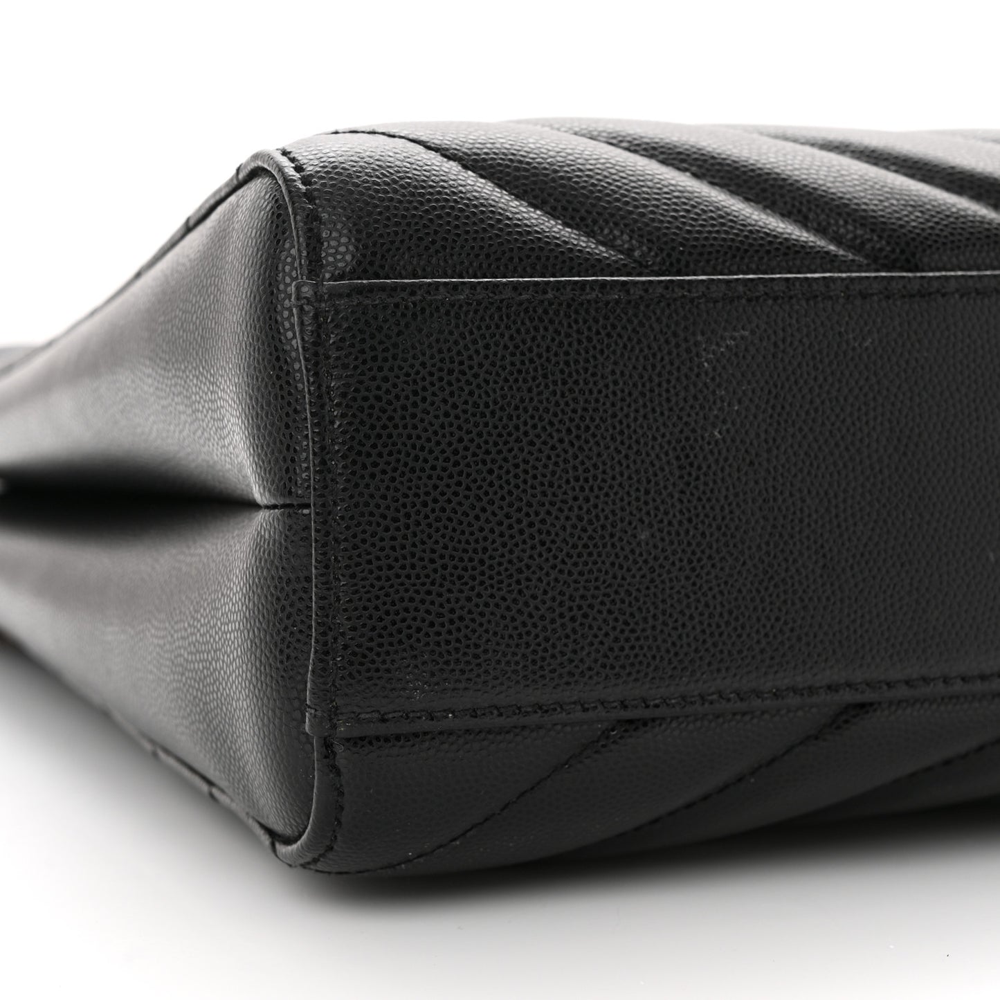 Grain de Poudre Matelasse Chevron Medium Tribeca Shopping Bag Black
