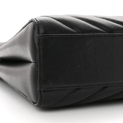 Saint Laurent Grain de Poudre Matelasse Chevron Medium Tribeca Shopping Bag Black 10 of 15