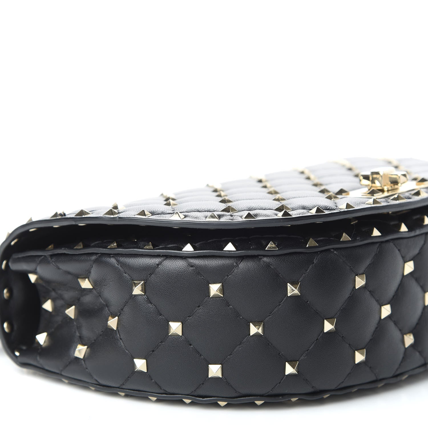 Valentino Garavani Nappa Medium Rockstud Spike Halfmoon Saddle Bag Black 5 of 8