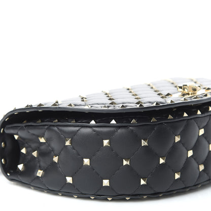 Valentino Garavani Nappa Medium Rockstud Spike Halfmoon Saddle Bag Black 5 of 8
