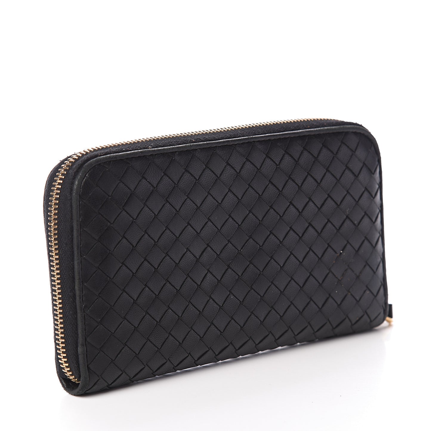 Nappa Intrecciato Zip Around Wallet Black