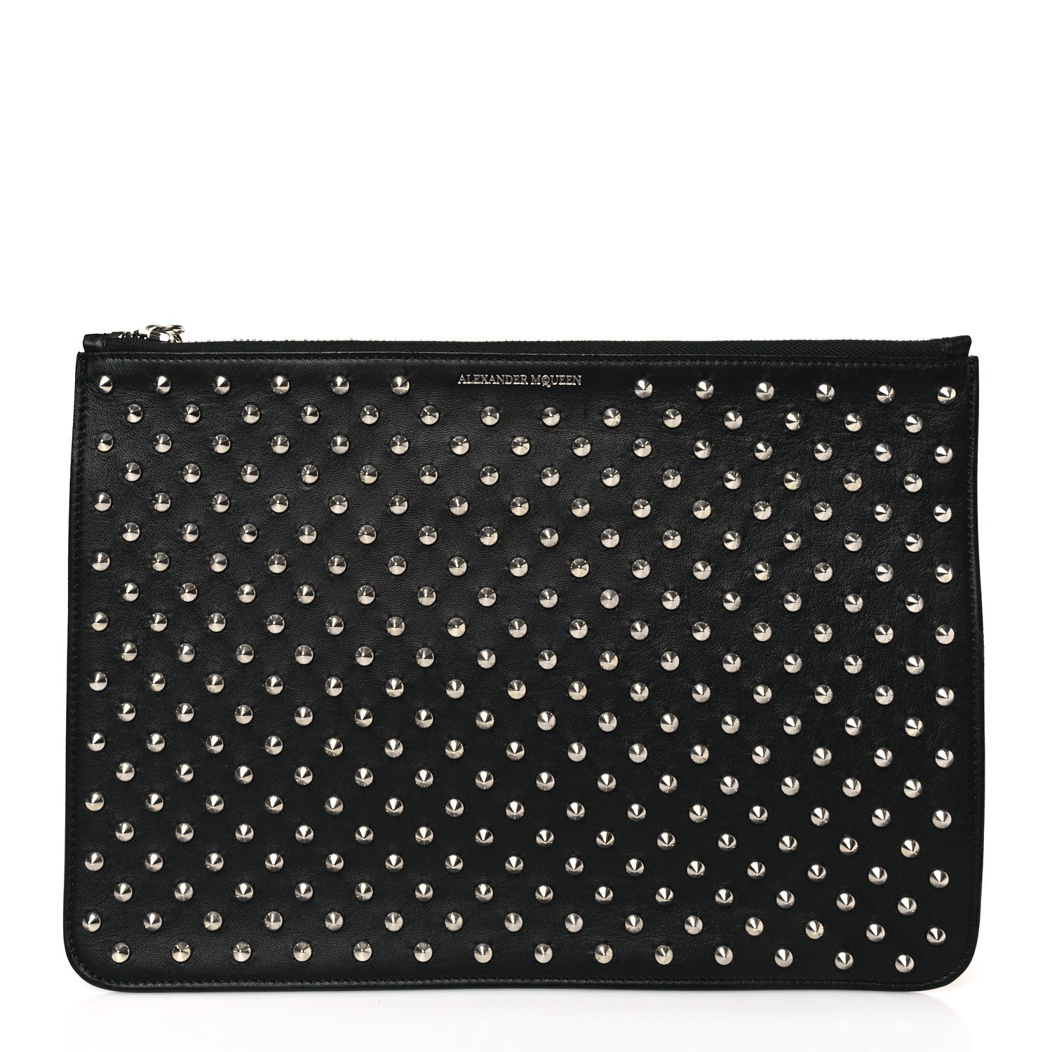 Alexander McQueen Calfskin Studded Skull Zip Pouch Black 1 of 9