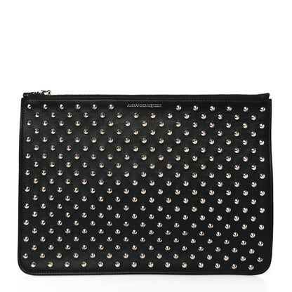 Alexander McQueen Calfskin Studded Skull Zip Pouch Black 1 of 9