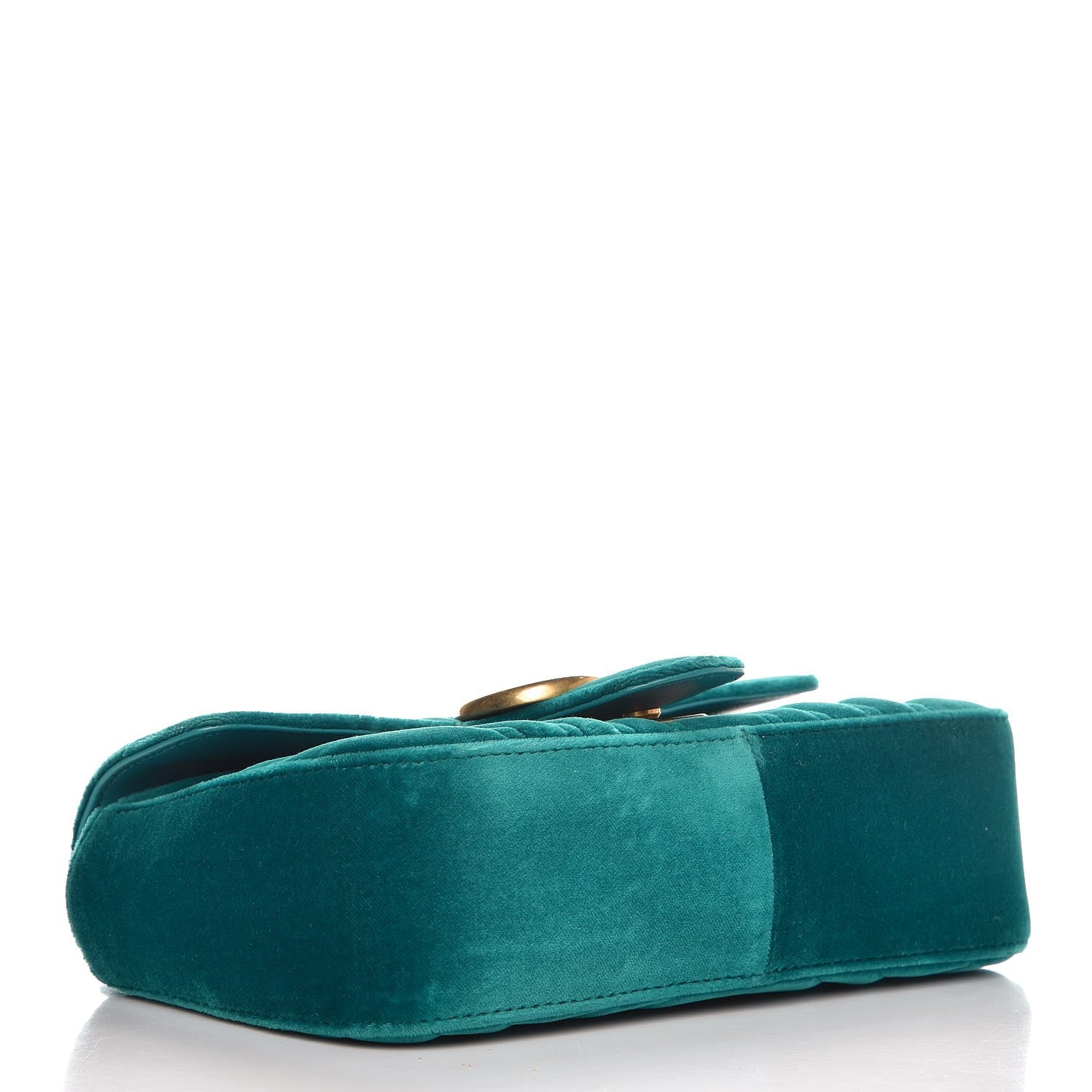 Gucci Velvet Matelasse Mini GG Marmont Shoulder Bag Pavone Cyan 4 of 7