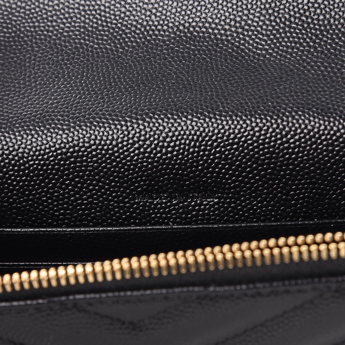 Grain De Poudre Matelasse Chevron Monogram Envelope Chain Wallet Black