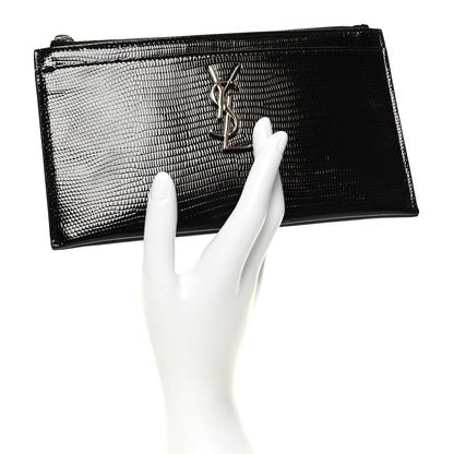 Saint Laurent Lizard Embossed Monogram Bill Pouch Black 2 of 9