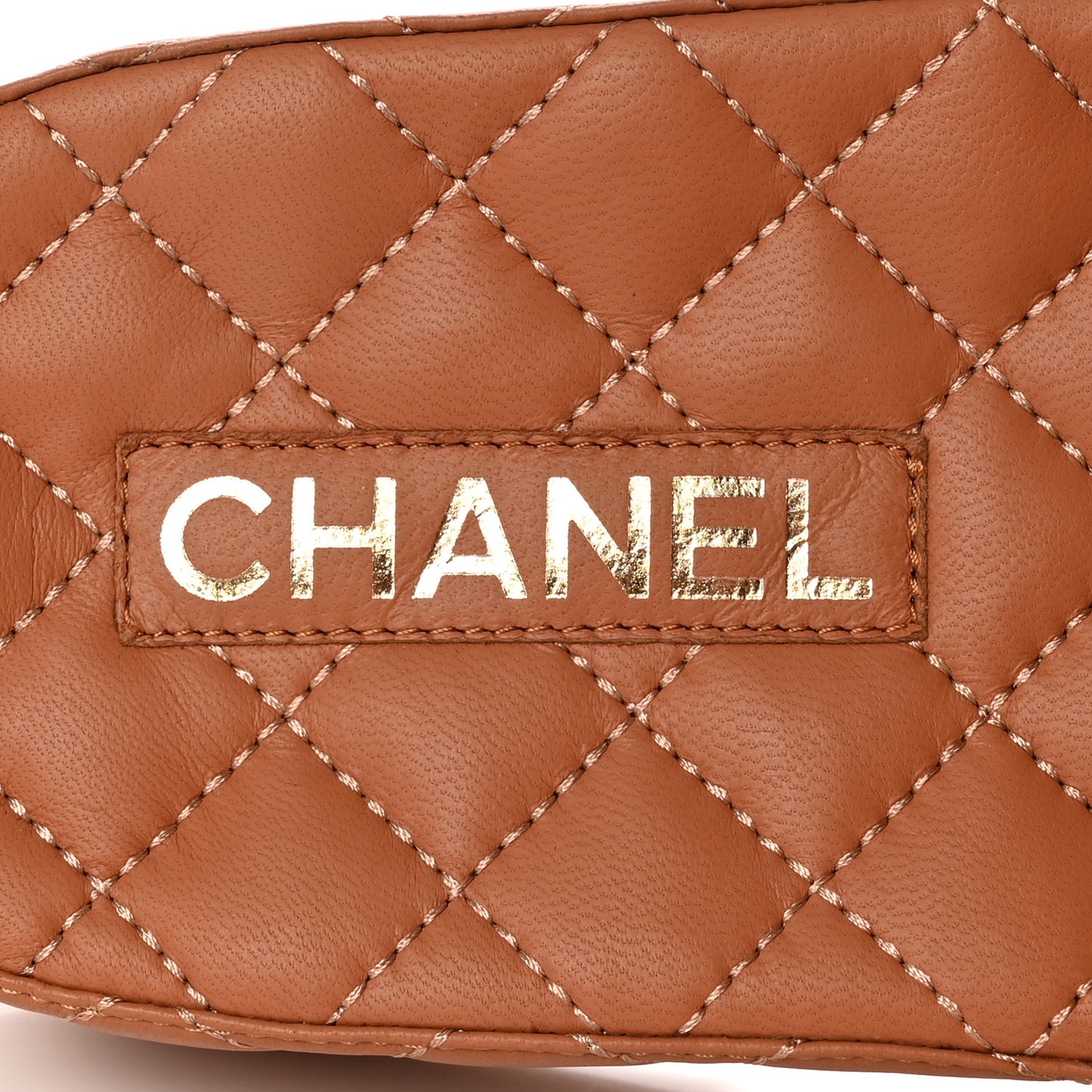Lambskin Quilted CC Mules Sandals 38 Brown