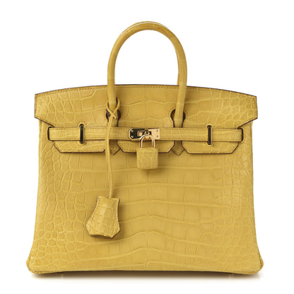 Hermes Matte Alligator Birkin 25 Jaune Ambre 1 of 33