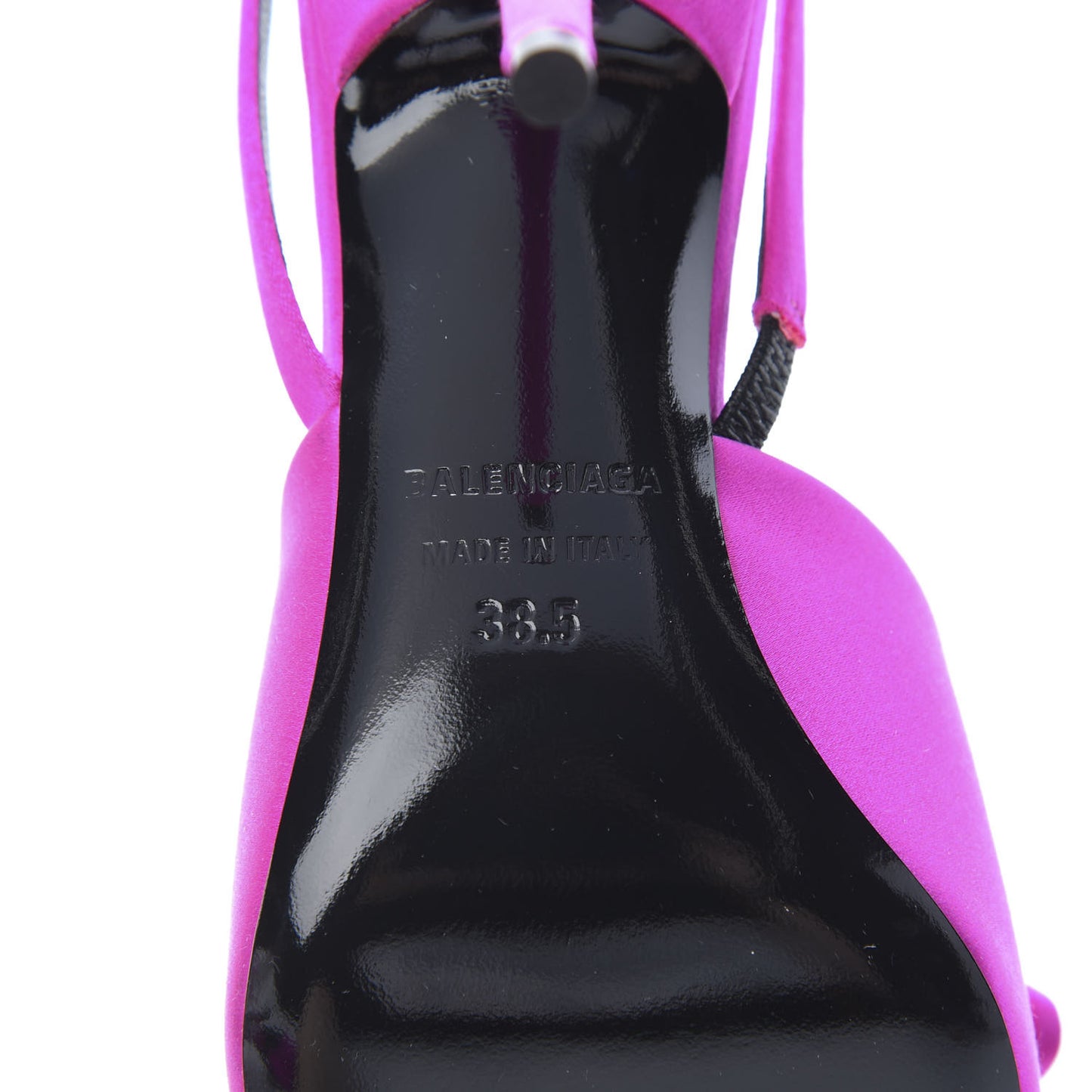 Satin Pointed Toe Knife Slingback Mules 38.5 Rose Fuchsia