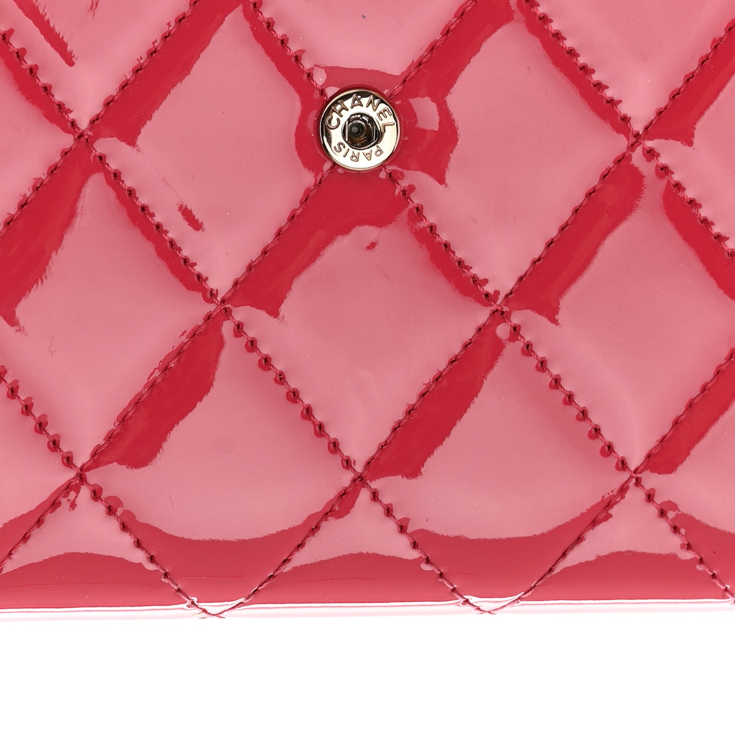 Patent Calfskin Quilted Boy Flap Wallet Pink