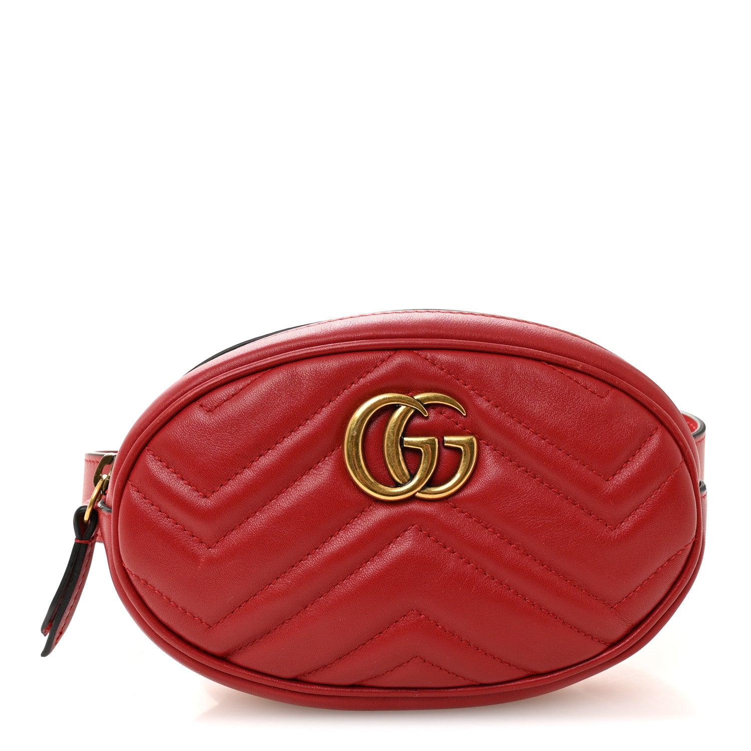 Gucci Calfskin Matelasse GG Marmont Belt Bag 85 34 Hibiscus Red 1 of 10