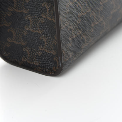 Celine Triomphe Canvas Calfskin Small Vertical Cabas Tan 11 of 13