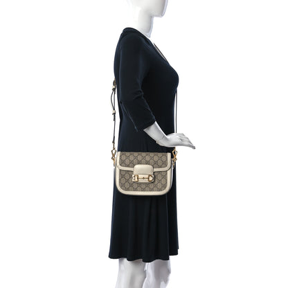 Gucci GG Supreme Monogram Web Mini Horsebit 1955 Shoulder Bag Beige Mystic White 2 of 13
