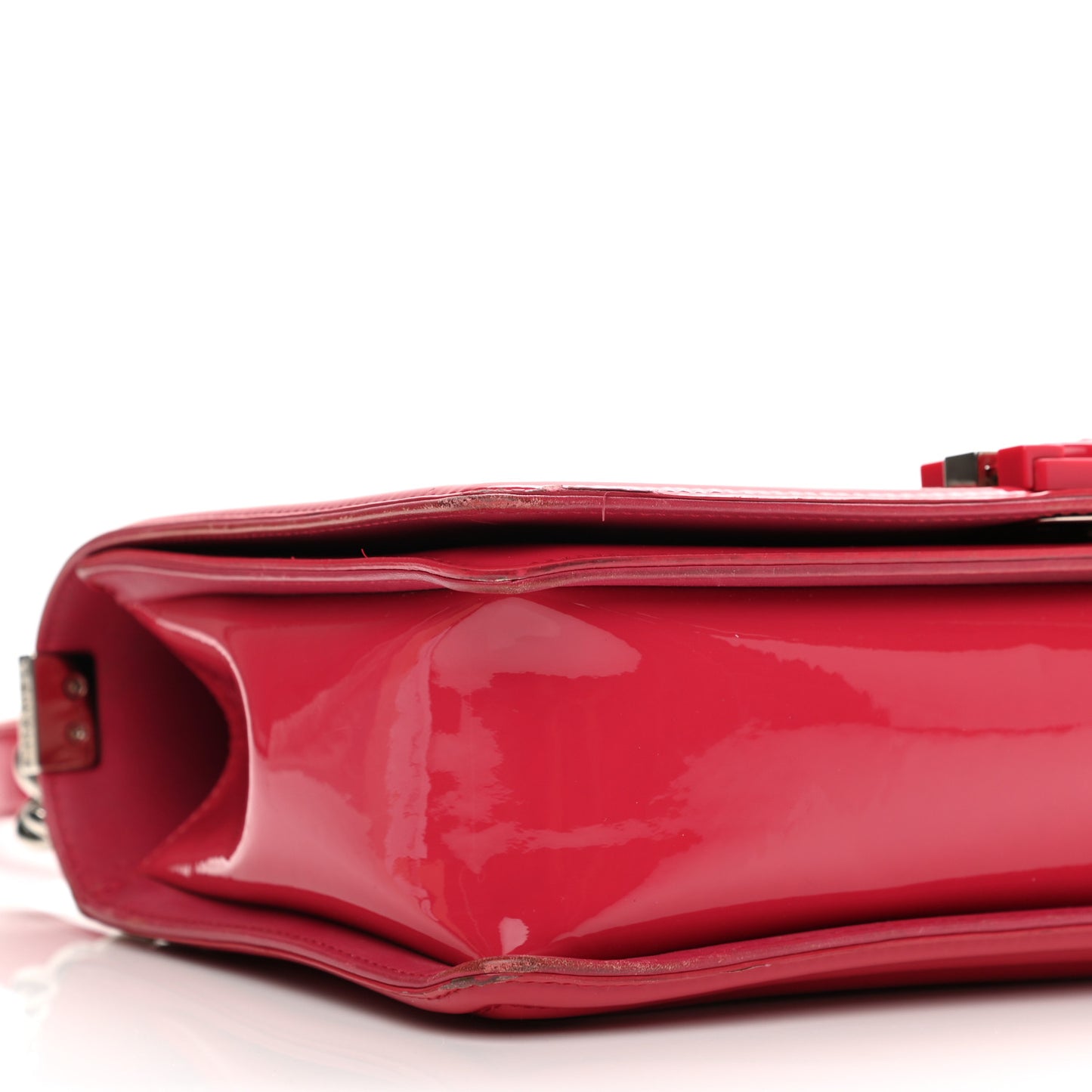 Patent Calfskin New Medium Plexiglass Boy Flap Pink