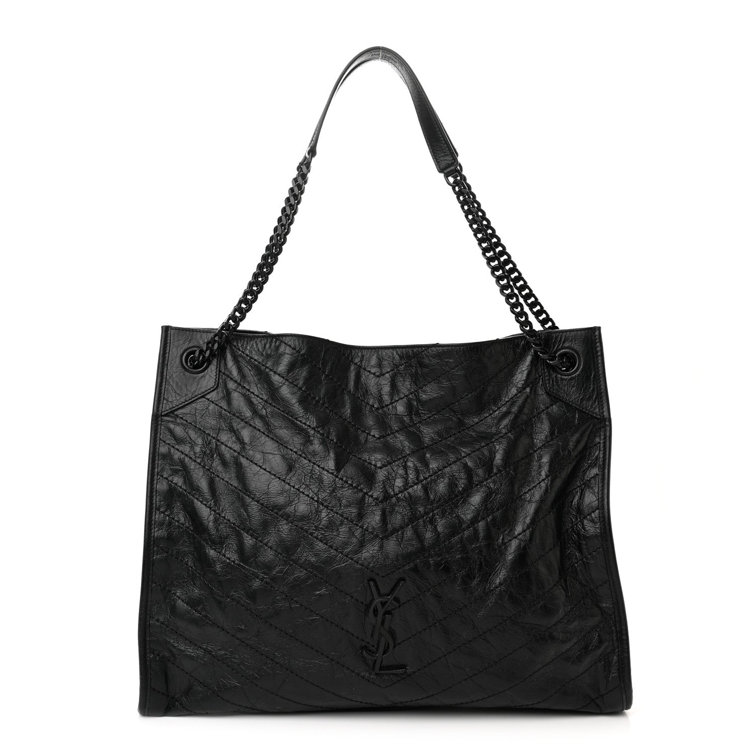 Saint Laurent Crinkled Calfskin Matelasse Monogram Large Niki Shopper Tote Black 1 of 17