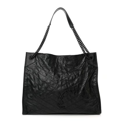 Saint Laurent Crinkled Calfskin Matelasse Monogram Large Niki Shopper Tote Black 1 of 17