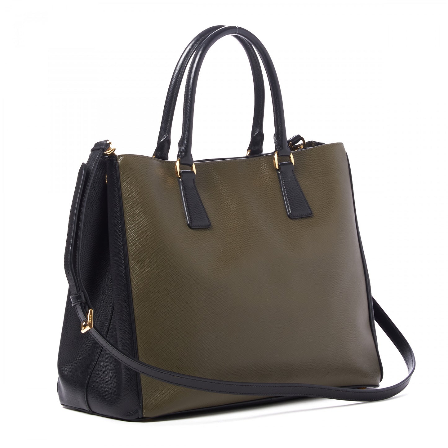 Saffiano Lux Bi-Color Medium Tote Militare Black
