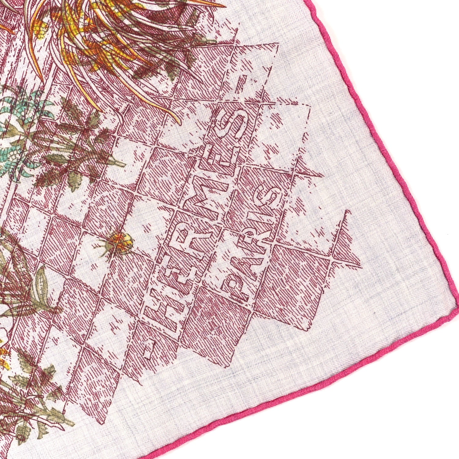 Hermes Cashmere Silk Le Jardin De Leila Au Bloc Shawl 140 Gris Chine Rose Multicolor 3 of 4