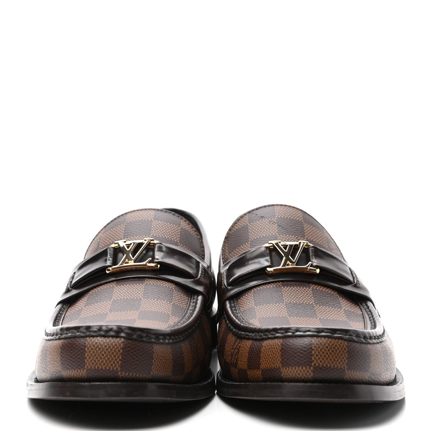 Louis Vuitton Damier Ebene Calfskin Mens Major Loafers 10 2 of 9