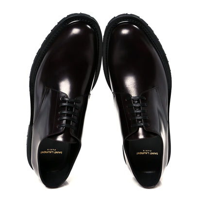 Saint Laurent Calfskin Mens Army 20 Derby Shoes 42.5 Dark Wine 2 of 10