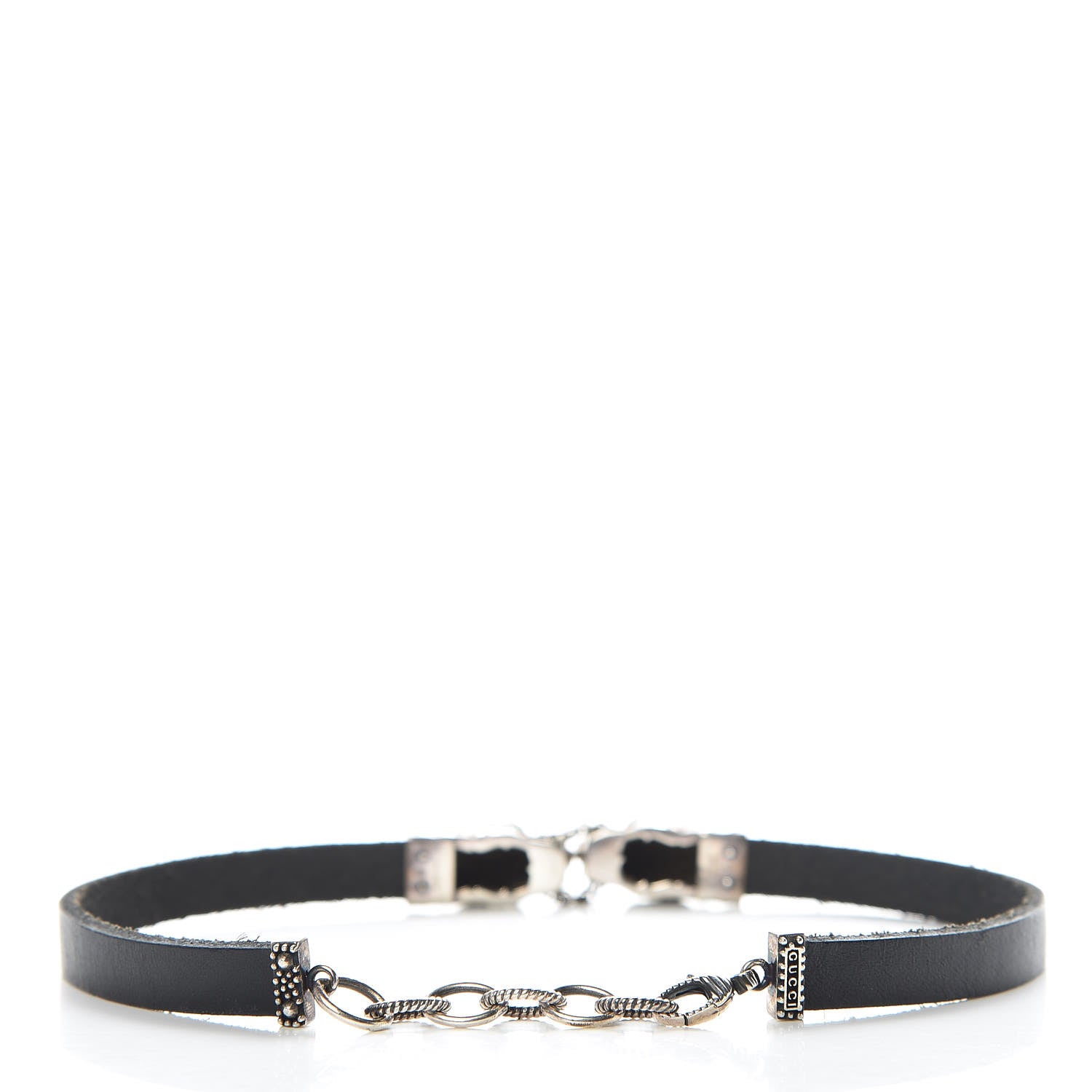 Gucci Sterling Silver Calfskin Tigers Head Choker Necklace 3 of 6