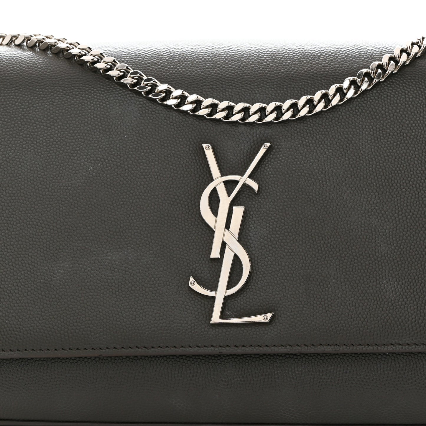 Grain De Poudre Medium Classic Monogram Kate Satchel Earth Grey