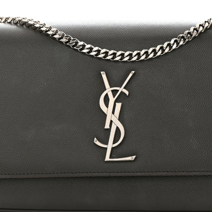 Saint Laurent Grain De Poudre Medium Classic Monogram Kate Satchel Earth Grey 8 of 11