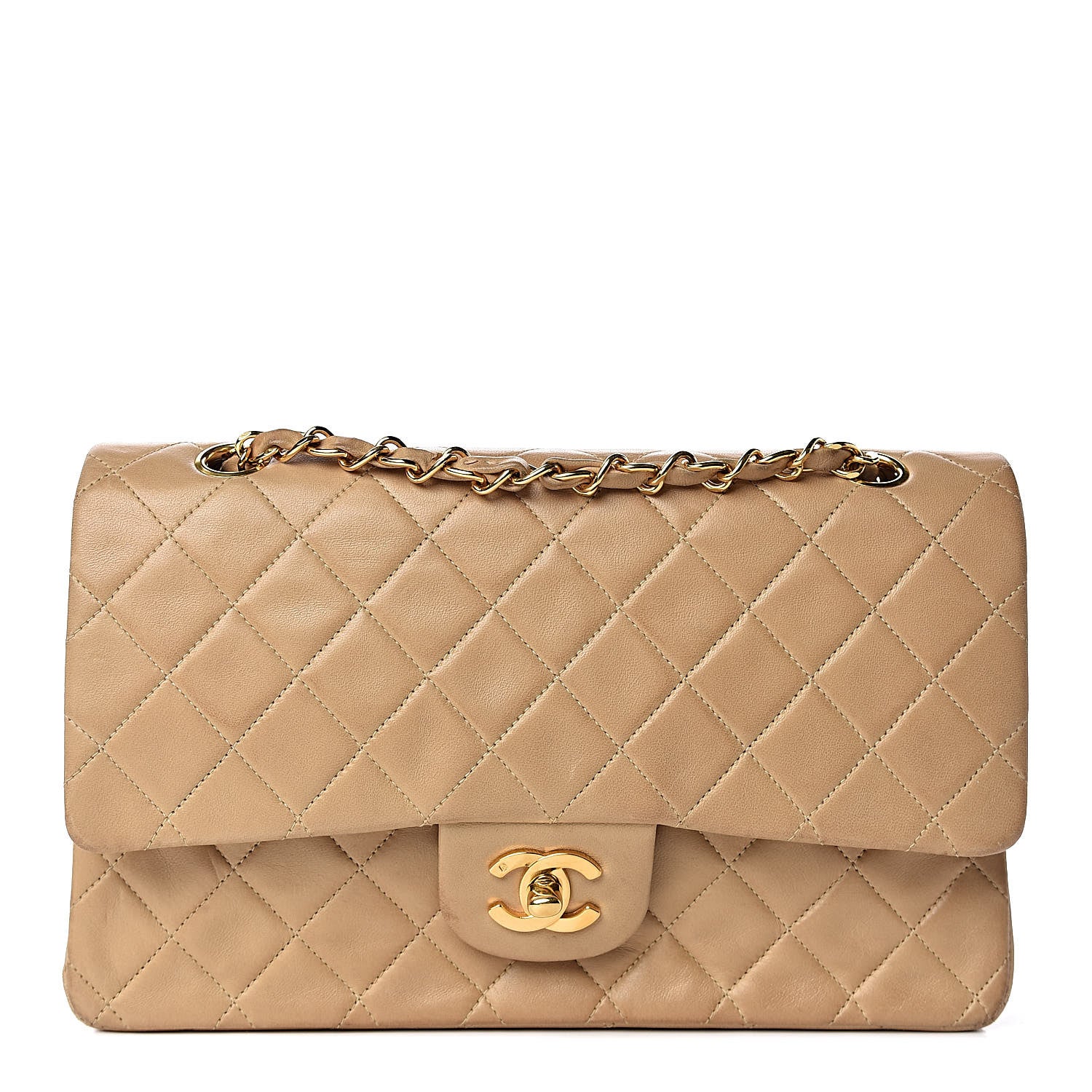 Chanel Lambskin Quilted Medium Double Flap Beige 1 of 16