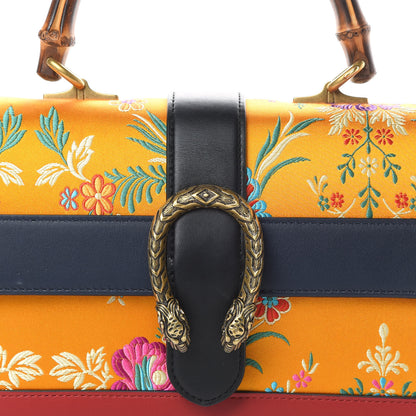 Gucci Satin Calfskin Bamboo Web Tokyo Print Medium Dionysus Top Handle Bag Giallo Multicolor Blue Agata Hibiscus Red 8 of 15