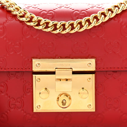 Gucci Guccissima Small Padlock Shoulder Bag Hibiscus Red 8 of 15