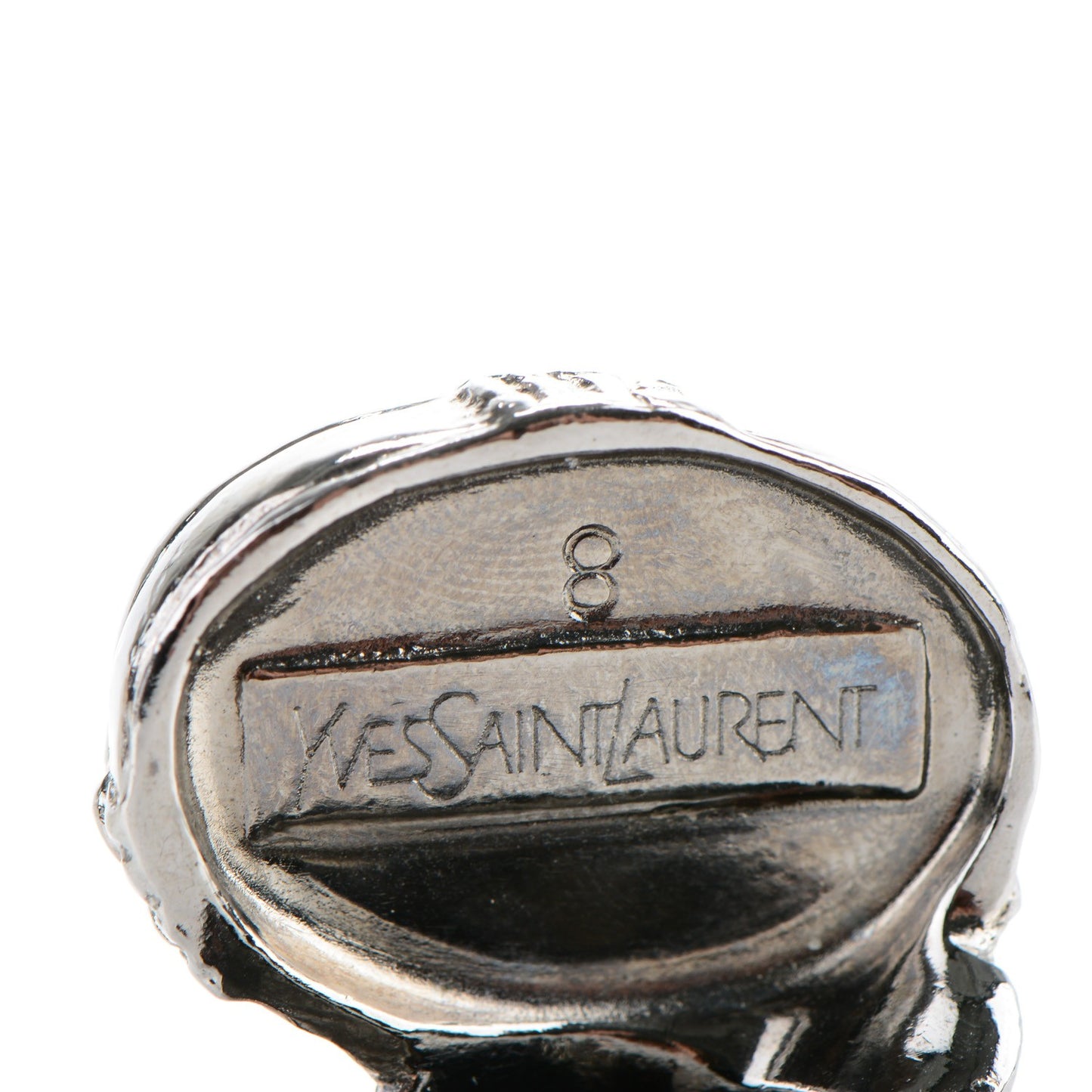 Glass Cabochon Arty Ovale Ring 8 Navy