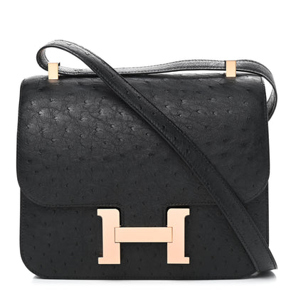 Hermes Ostrich Constance 24 Black 1 of 9