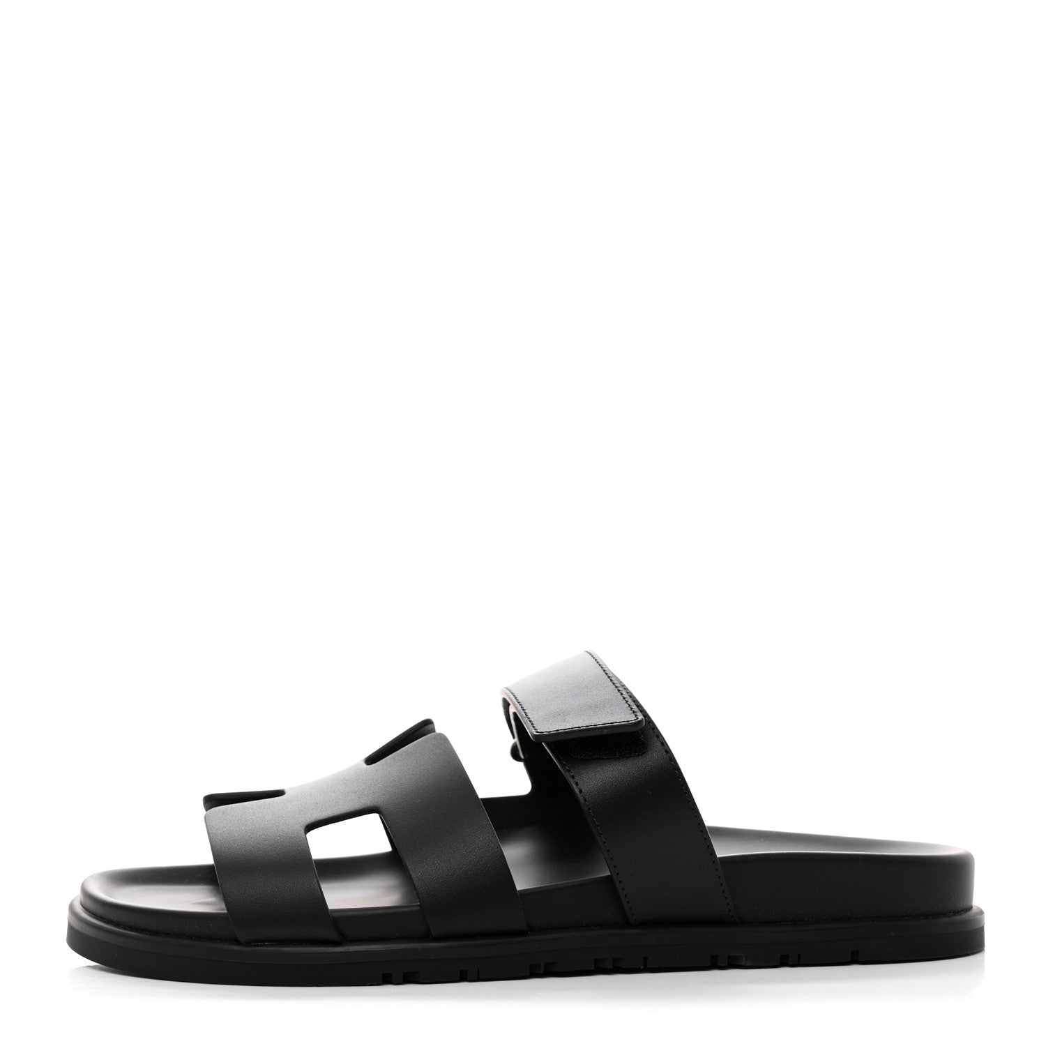 Hermes Calfskin Womens Chypre Sandals 40.5 Black 1 of 9