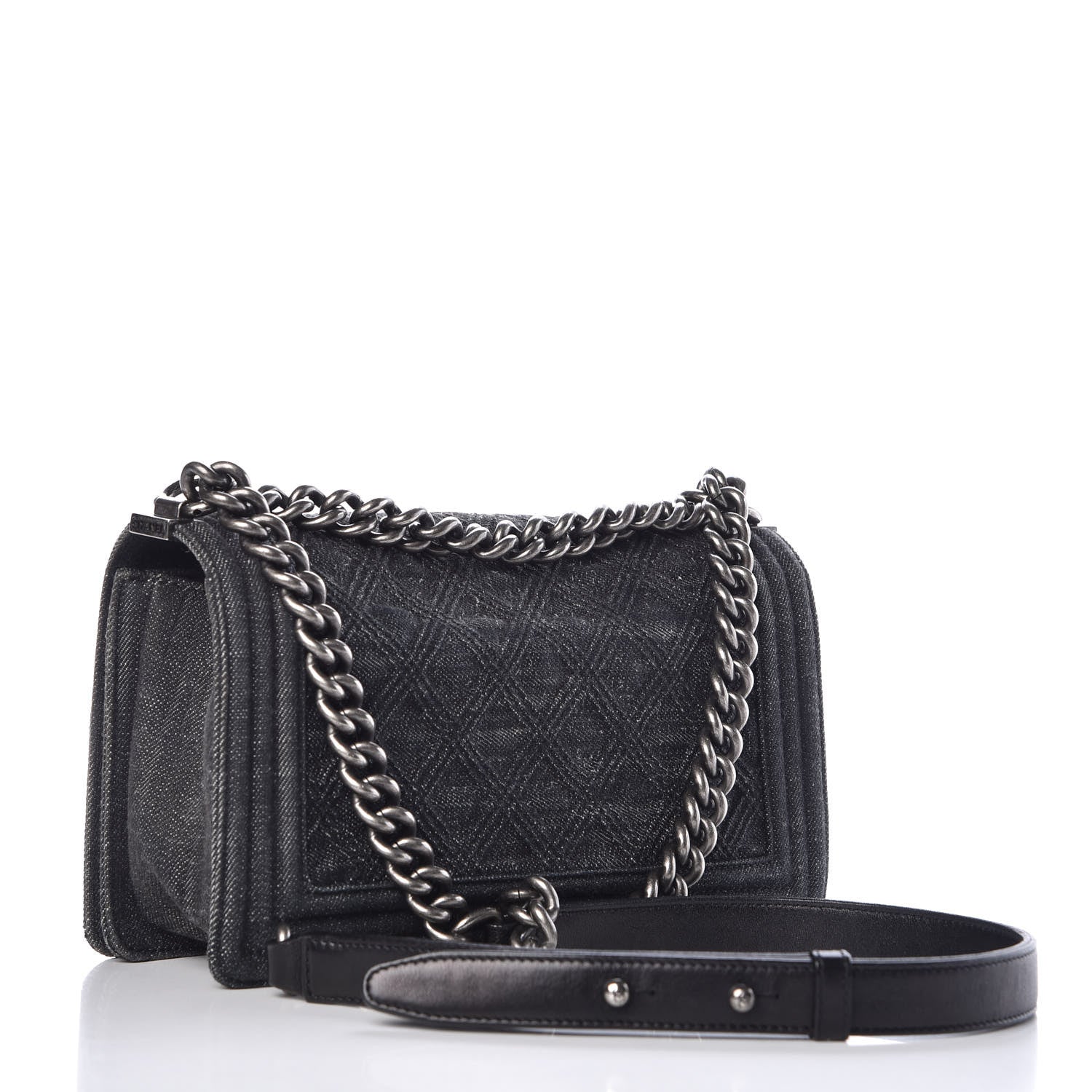 Chanel Denim Quilted Medium Boy Flap Black 3 of 10