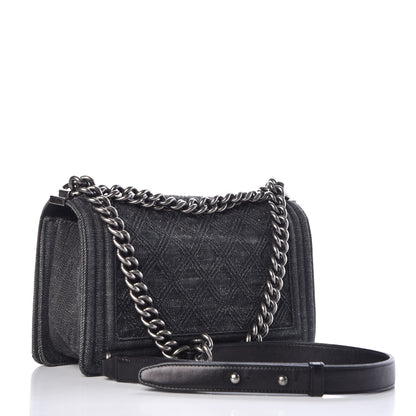 Chanel Denim Quilted Medium Boy Flap Black 3 of 10