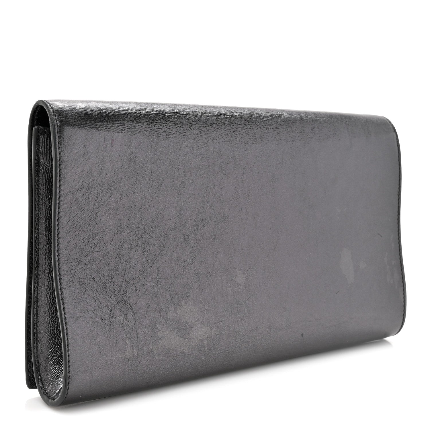 Saint Laurent Metallic Calfskin Large Belle De Jour Clutch Dark Silver 3 of 11