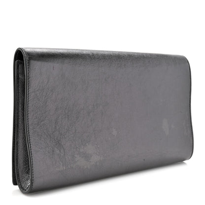 Saint Laurent Metallic Calfskin Large Belle De Jour Clutch Dark Silver 3 of 11