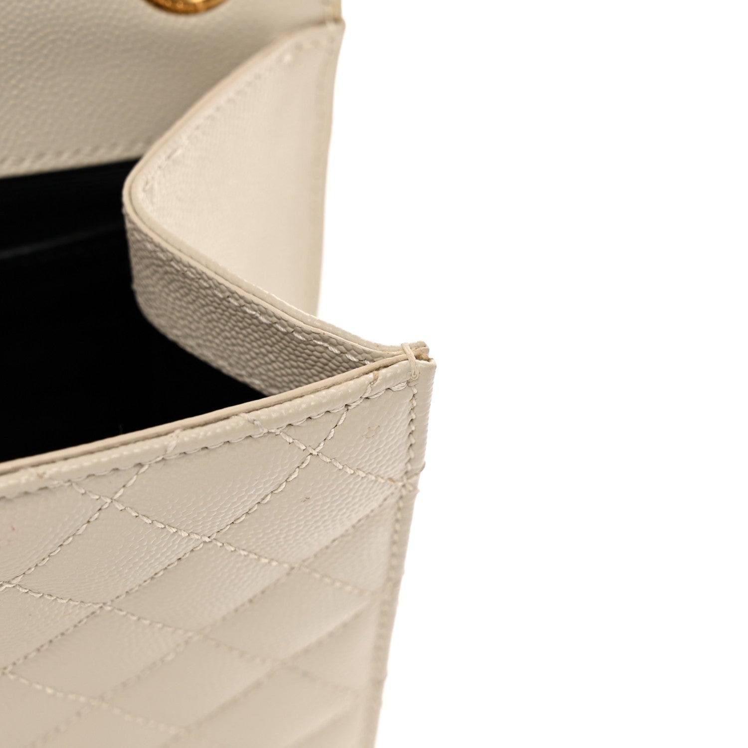 Saint Laurent Grain De Poudre Textured Mixed Matelasse Medium Triquilt Monogram Satchel Crema Soft 11 of 13