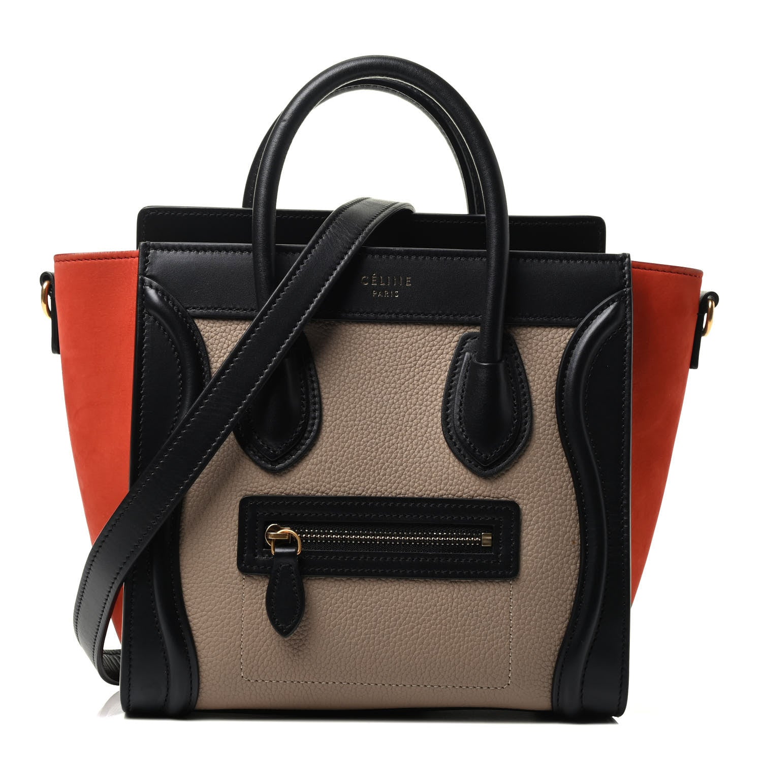 Celine Drummed Calfskin Nubuck Nano Tri-Color Luggage Beige 1 of 3