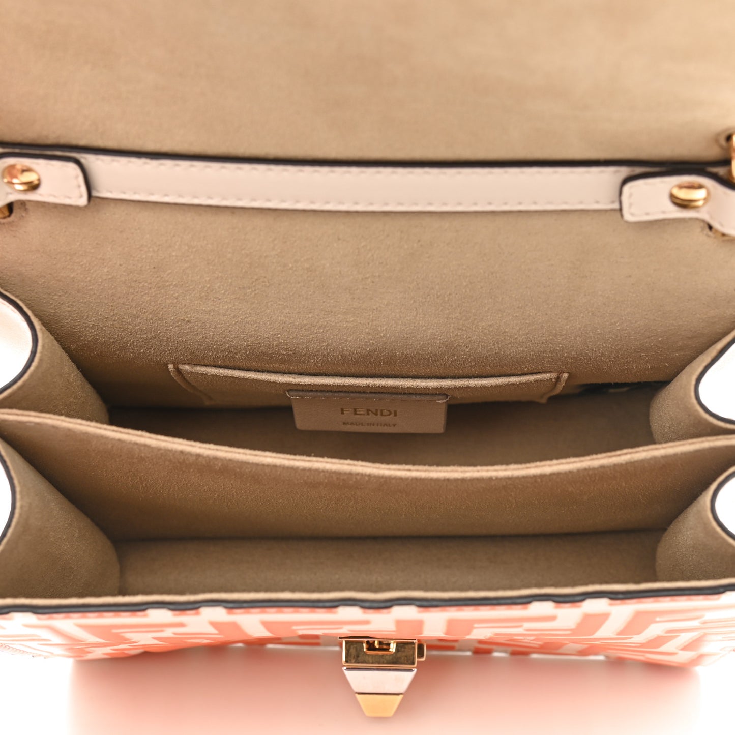 Vitello Liberty Bi-Color FF 1974 Embossed Small Kan I Shoulder Bag Camelia Aranciata