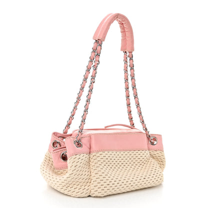 Chanel Canvas Woven Lambskin Lax Accordion Hobo Pink 3 of 9